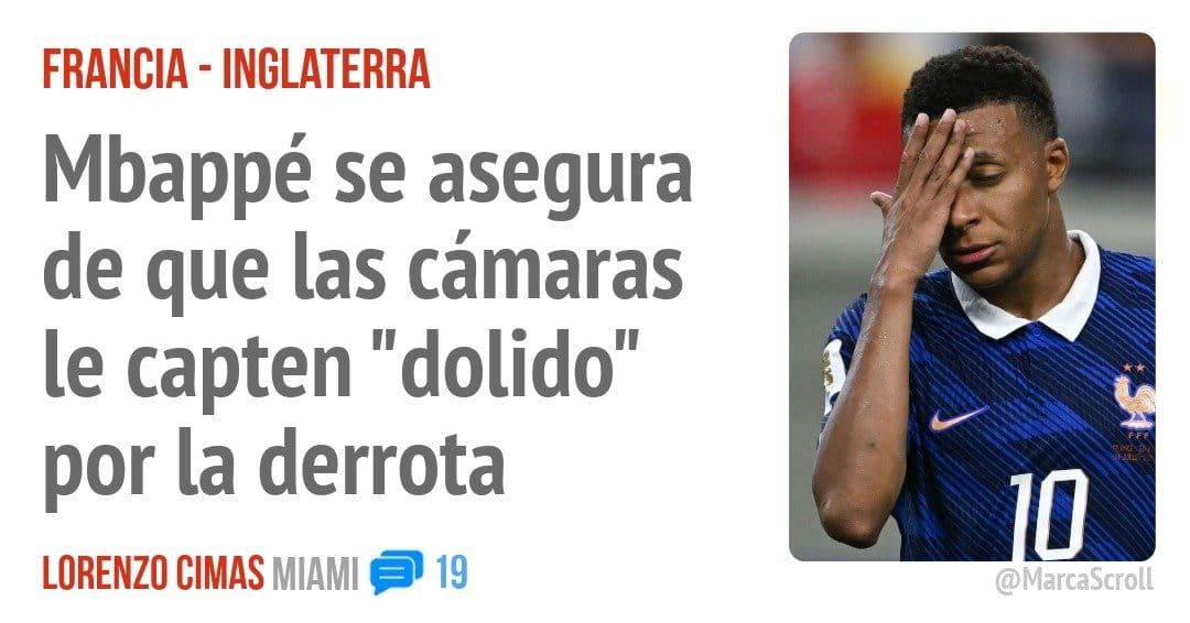FRANCIA - INGLATERRA. Mbappé se asegura de que las cámaras le capten "dolido" por la derrota