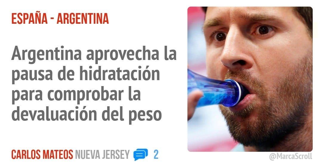 ESPAÑA - ARGENTINA. Argentina aprovecha la pausa de hidratación para comprobar la devaluación del peso