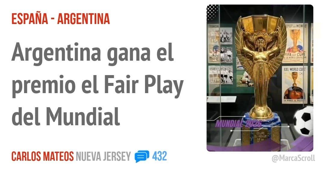 ESPAÑA - ARGENTINA. Argentina gana el premio el Fair Play del Mundial