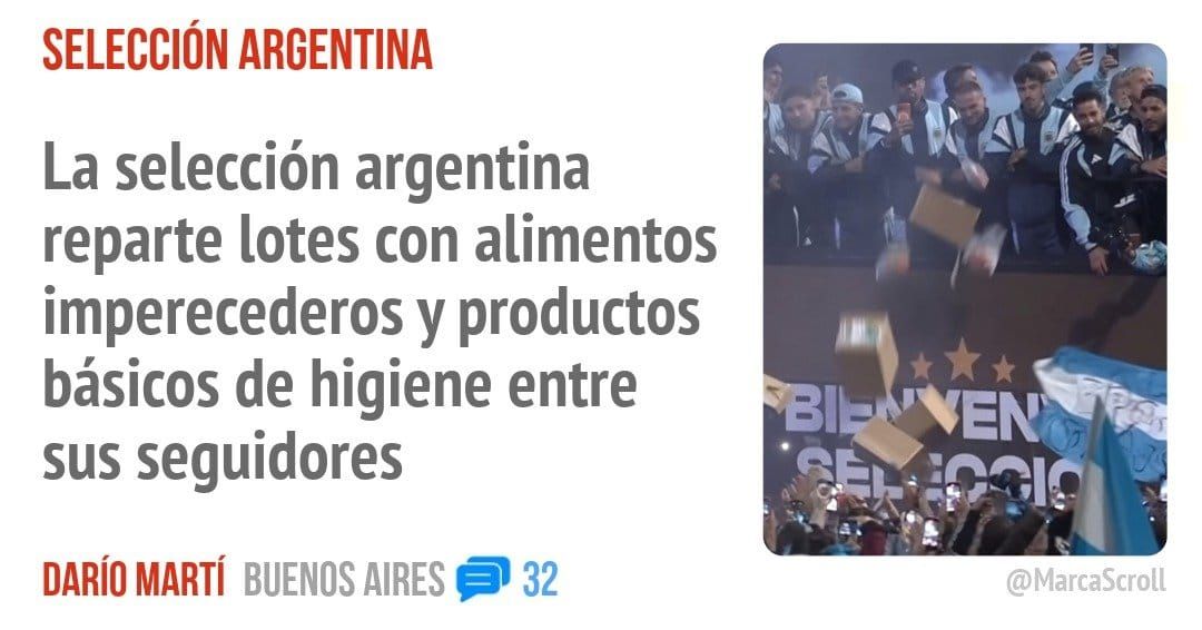 SELECCIÓN ARGENTINA. La selección argentina reparte lotes con alimentos imperecederos y productos básicos de higiene entre sus seguidores