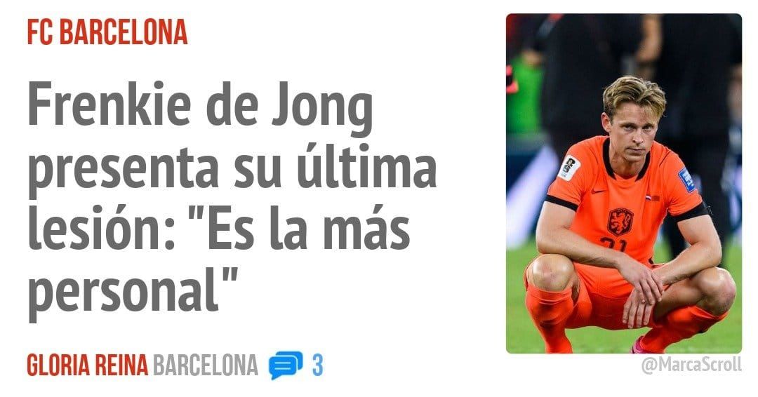 FC BARCELONA. Frenkie de Jong presenta su última lesión: "Es la más personal"