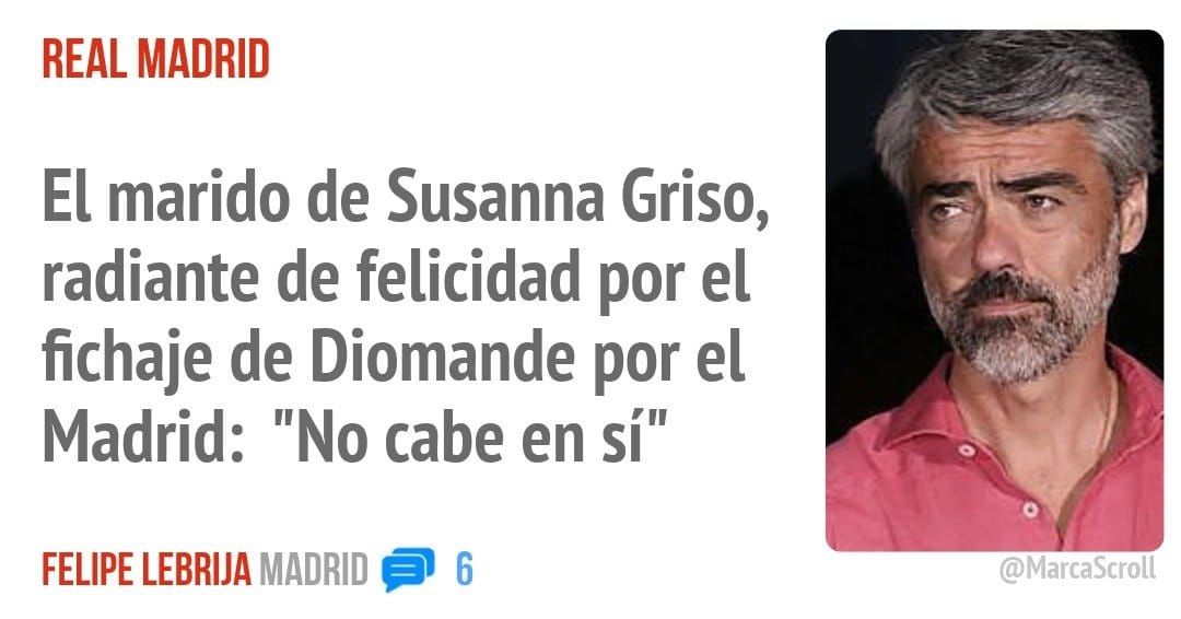 REAL MADRID. El marido de Susanna Griso, radiante de felicidad por el fichaje de Diomande por el Madrid: "No cabe en sí"