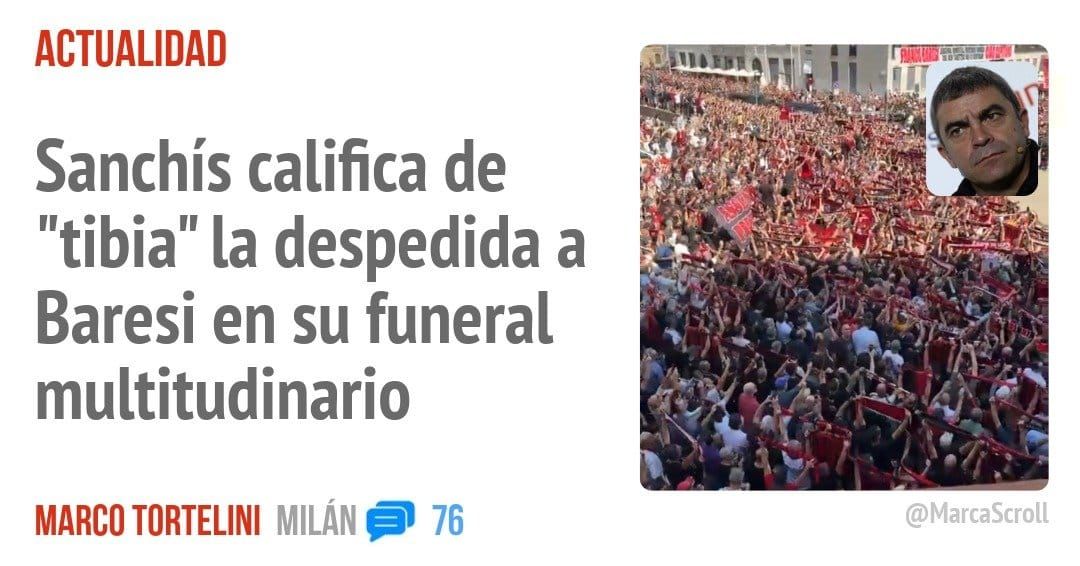 ACTUALIDAD. Sanchís califica de "tibia" la despedida a Baresi en su funeral multitudinario