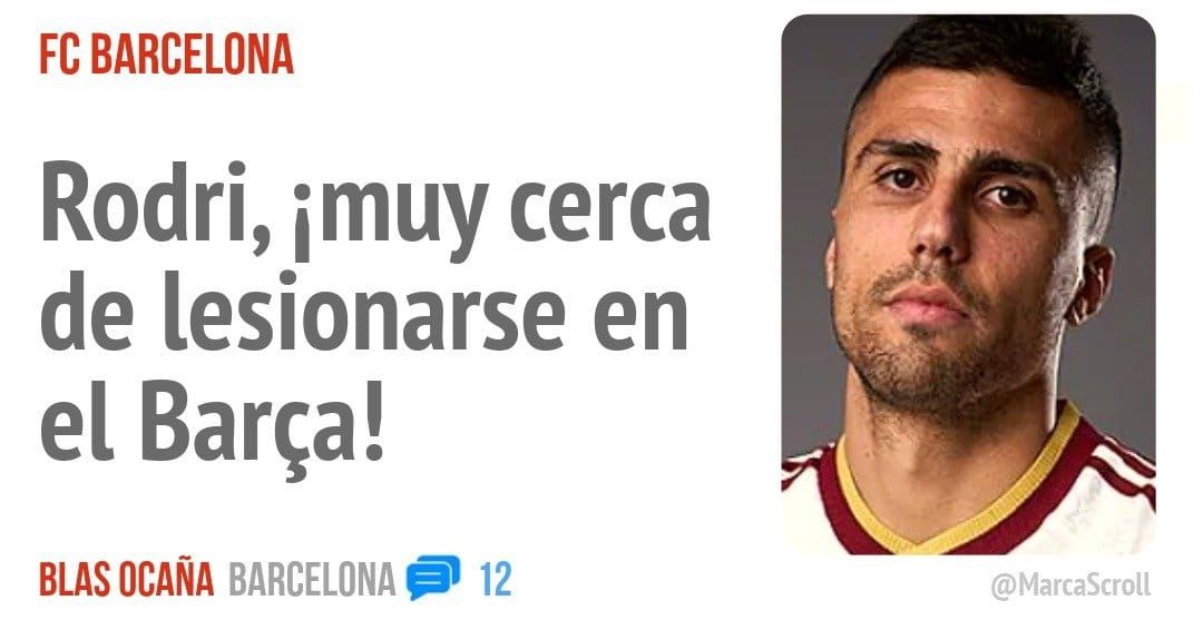 FC BARCELONA. Rodri, 'amuy cerca de lesionarse en el Barça!