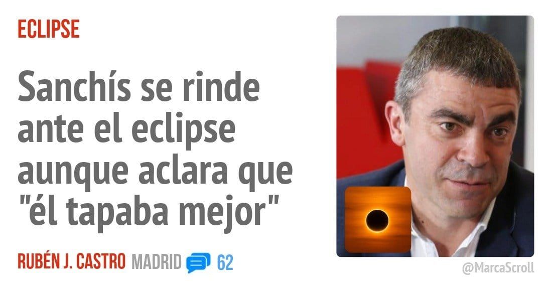 ECLIPSE. Sanchís se rinde ante el eclipse aunque aclara que "él tapaba mejor"