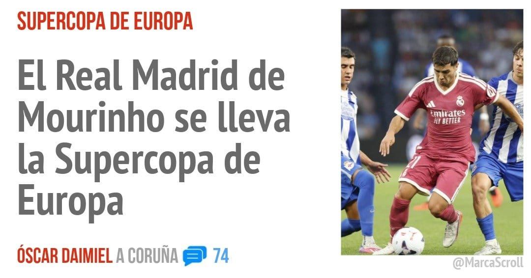 SUPERCOPA DE EUROPA. El Real Madrid de Mourinho se lleva la Supercopa de Europa