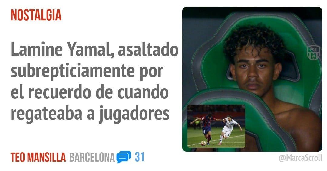 NOSTALGIA. Lamine Yamal, asaltado subrepticiamente por el recuerdo de cuando regateaba a jugadores
