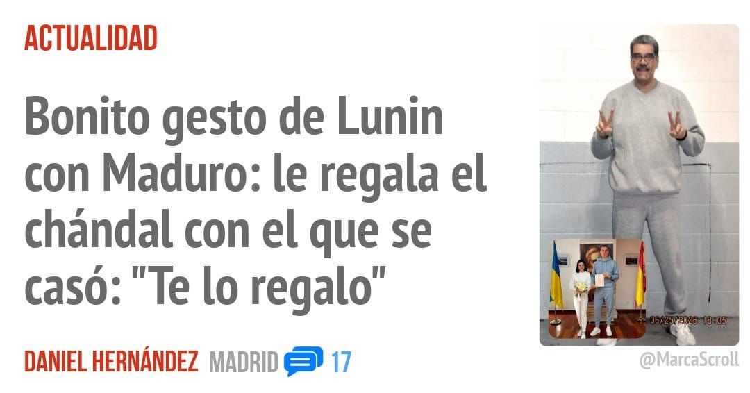 ACTUALIDAD. Bonito gesto de Lunin con Maduro: le regala el chándal con el que se casó: "Te 10 regalo"