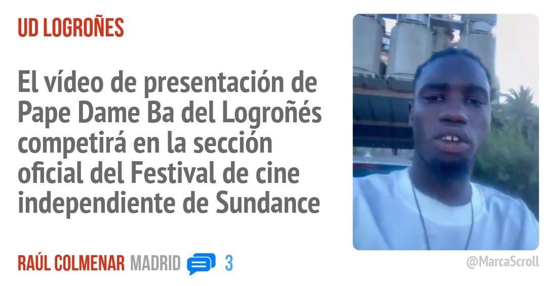UD LOGROÑES. El vídeo de presentación de Pape Dame Ba del Logroñés competirá en la sección oficial del Festival de cine independiente de Sundance