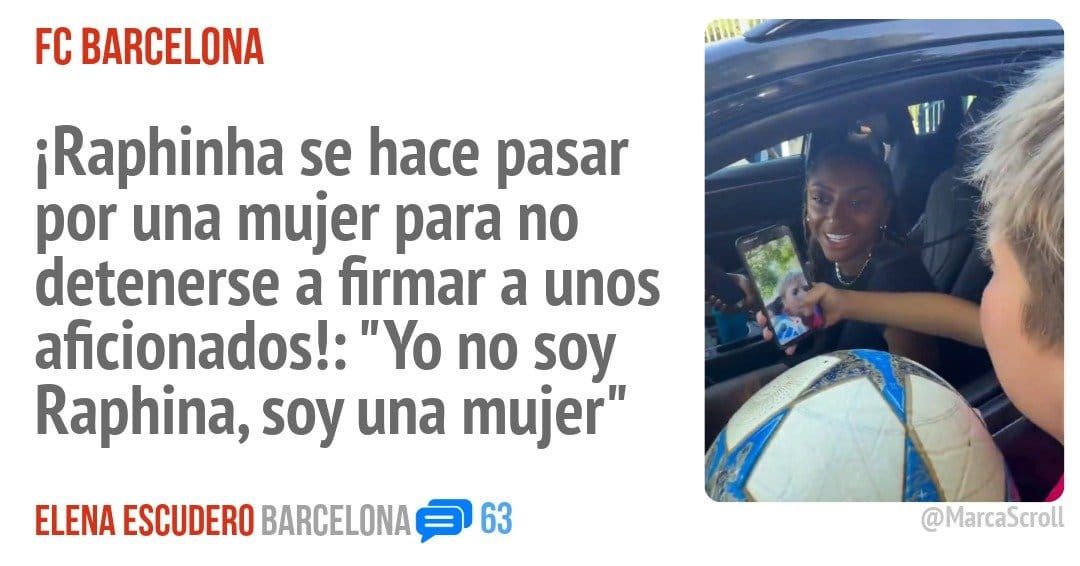 FC BARCELONA. iRaphinha se hace pasar por una mujer para no detenerse a firmar a unos aficionados!: "Yo no soy Raphina, soy una mujer"