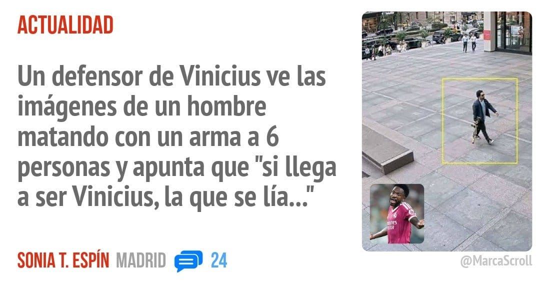 ACTUALIDAD. Un defensor de Vinicius ve las imágenes de un hombre matando con un arma a 6 personas y apunta que "si llega a ser Vinicius, la que se lía..."
