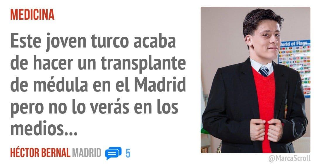 MEDICINA. Este joven turco acaba de hacer un transplante de médula en el Madrid pero no 10 verás en los medios...