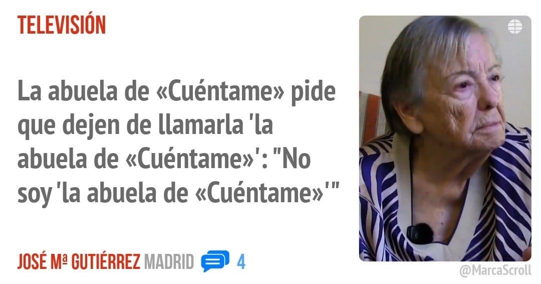 TELEVISIÓN. La abuela de «Cuéntame» pide que dejen de llamarla 'la abuela de «Cuéntame»': "No soy 'la abuela de «Cuéntame»"'