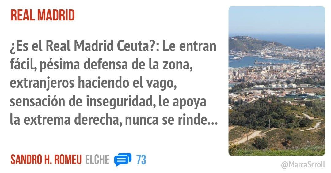 REAL MADRID. ¿Es el Real Madrid Ceuta?: Le entran fácil, pésima defensa de la zona, extranjeros haciendo el vago, sensación de inseguridad, le apoya la extrema derecha, nunca se rinde...