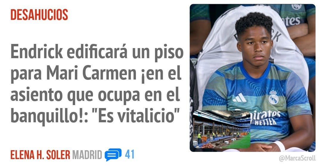 DESAHUCIOS. Endrick edificará un piso para Mari Carmen ien el asiento que ocupa en el banquillo!: "Es vitalicio"