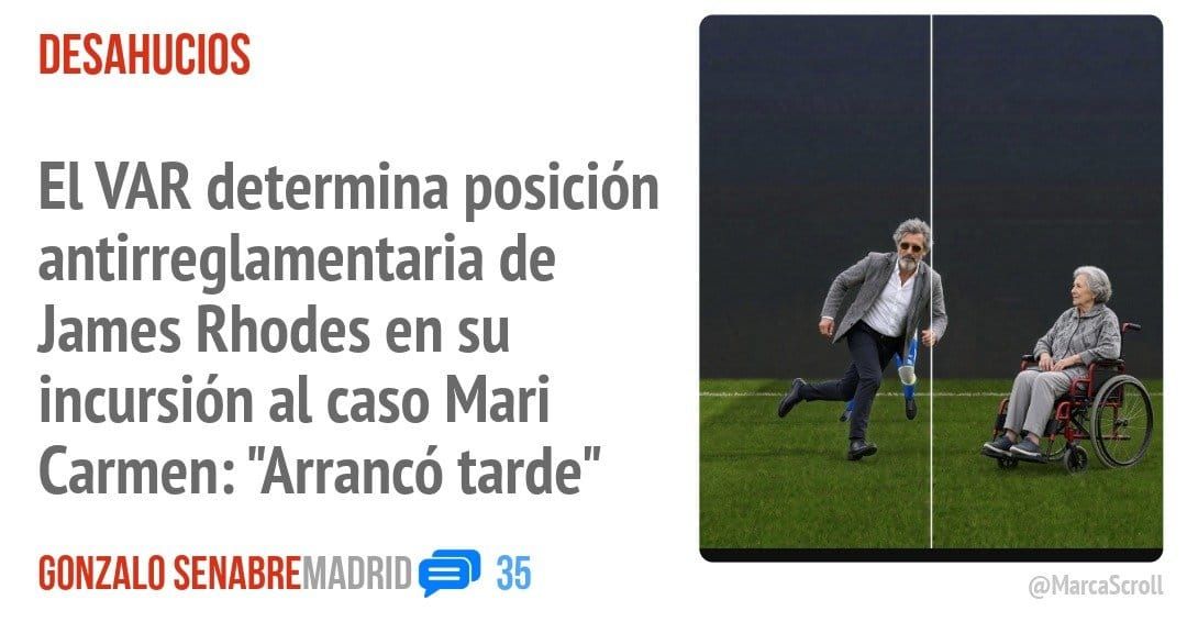 DESAHUCIOS. El VAR determina posición antirreglamentaria de James Rhodes en su incursión al caso Mari Carmen: "Arrancó tarde"