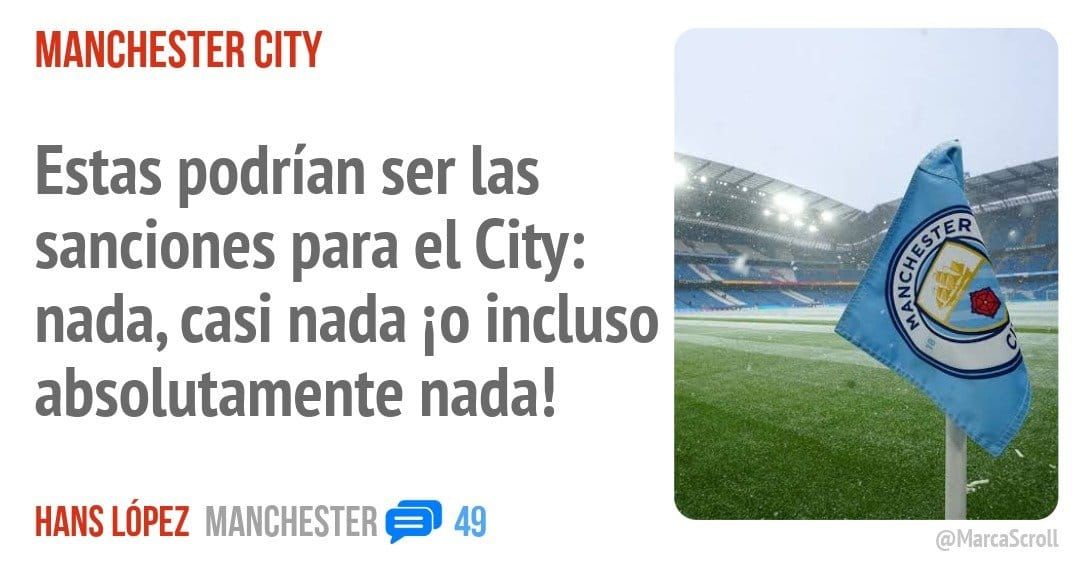 MANCHESTER CITY. Estas podrían ser las sanciones para el City: nada, casi nada iO incluso absolutamente nada!