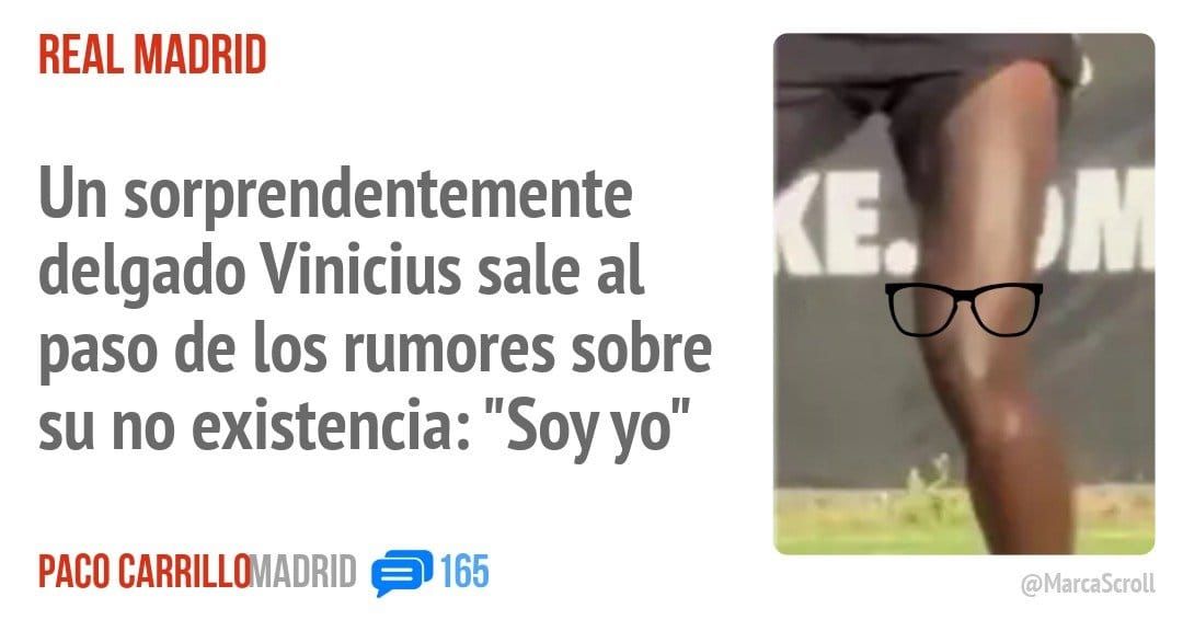 REAL MADRID. Un sorprendentemente delgado Vinicius sale al paso de los rumores sobre su no existencia: "Soy yo"