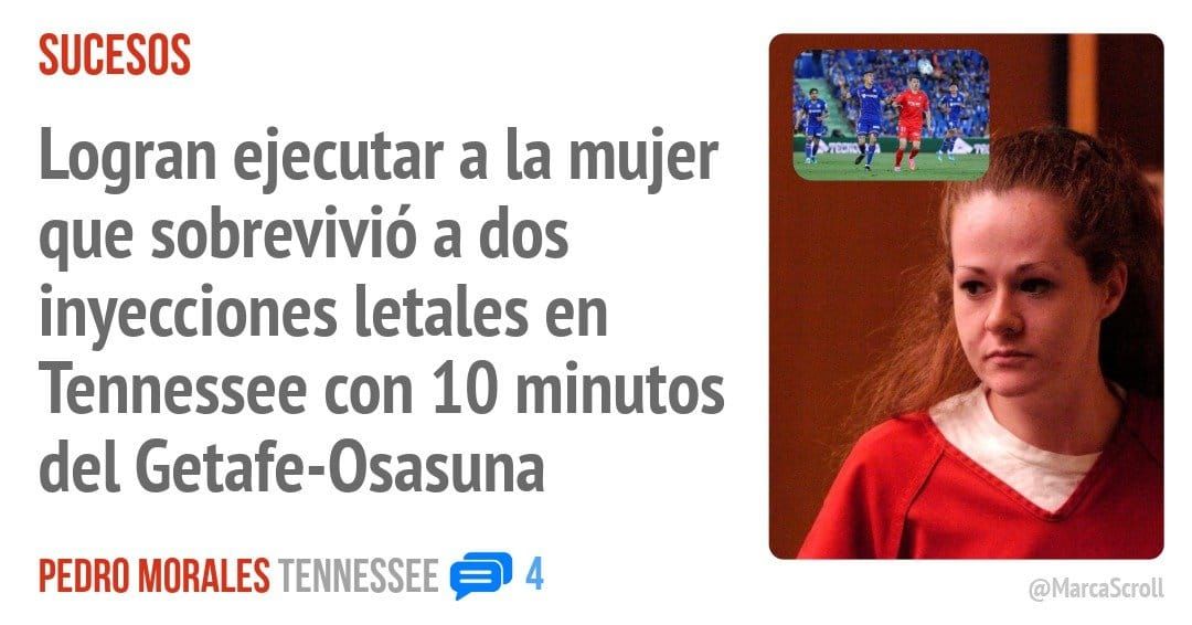 SUCESOS. Logran ejecutar a la mujer que sobrevivió a dos inyecciones letales en Tennessee con 10 minutos del Getafe-Osasuna