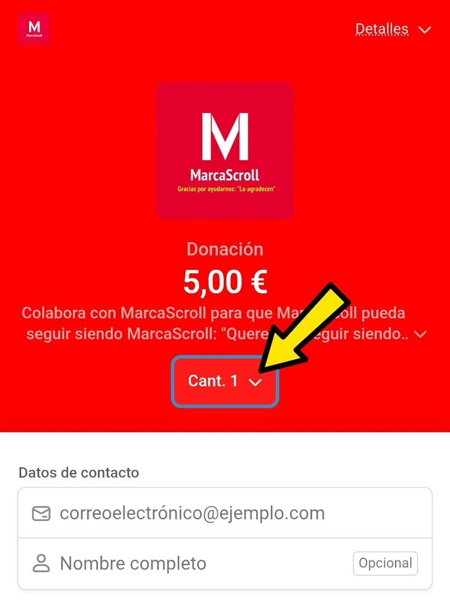 Colabora con MarcaScroll para que Ma seguir siendo MarcaScroll: "Quer Datos de contacto