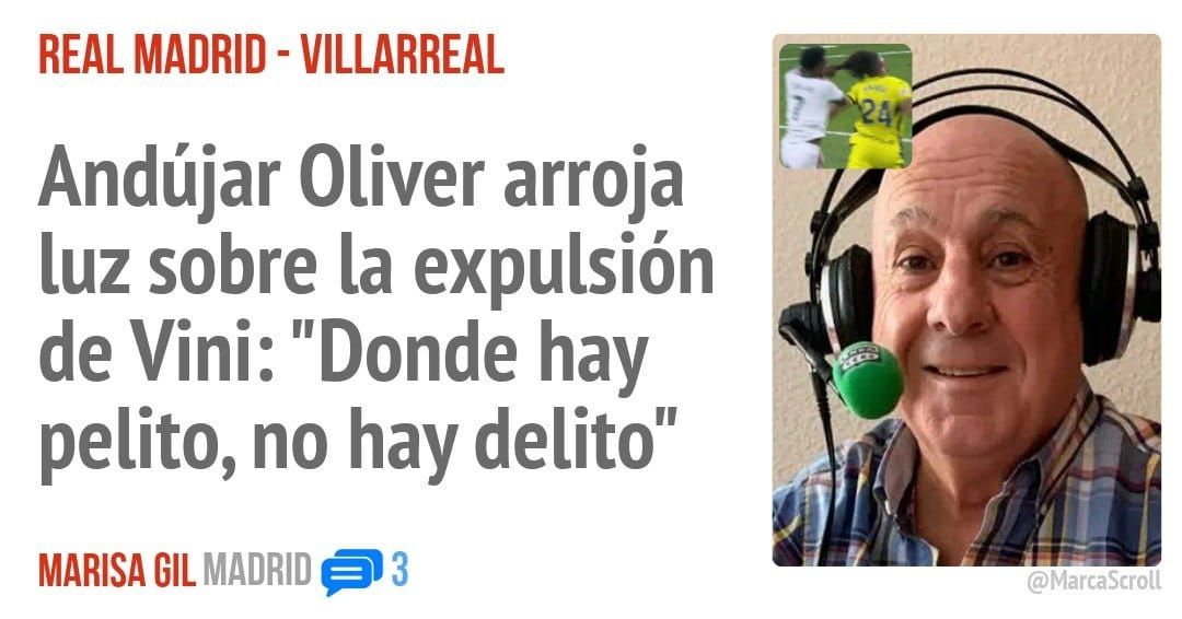 REAL MADRID - VILLARREAL. Andújar Oliver arroja luz sobre la expulsión de Vini: "Donde hay pelito, no hay delito"
