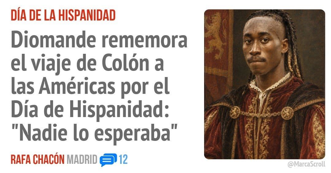 DÍA DE LA HISPANIDAD. Diomande rememora el viaje de Colón a las Américas por el Día de Hispanidad: "Nadie 10 esperaba"