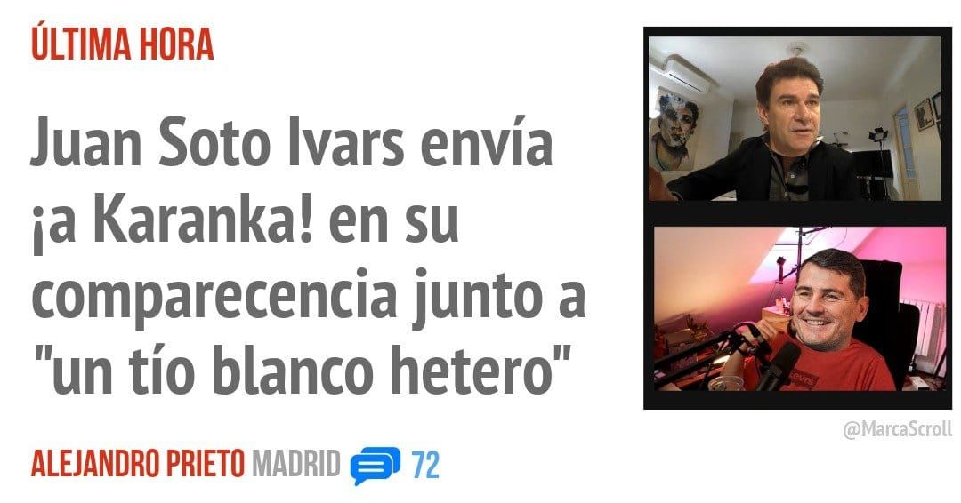 ÚLTIMA. Juan Soto Ivars envía ia Karanka! en su comparecencia junto a "un tío blanco hetero"