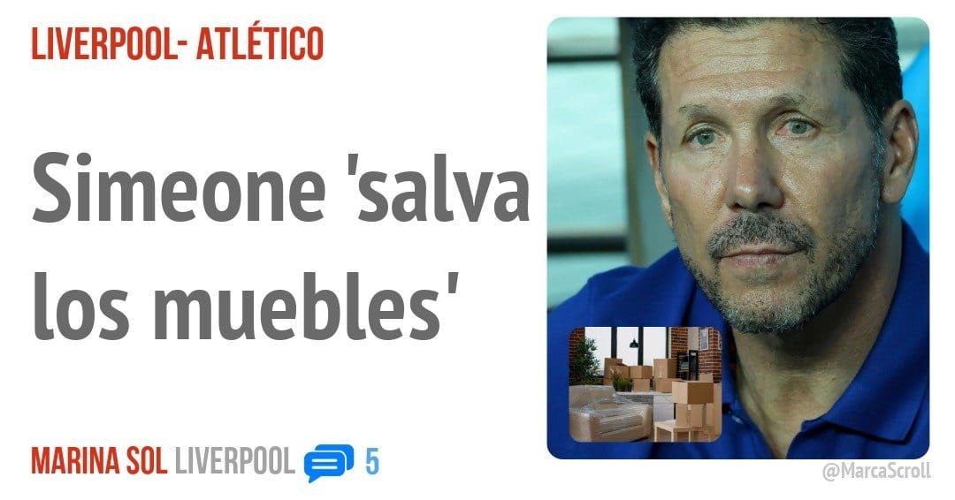 LIVERPOOL- ATLÉTICO. Simeone 'salva los muebles'