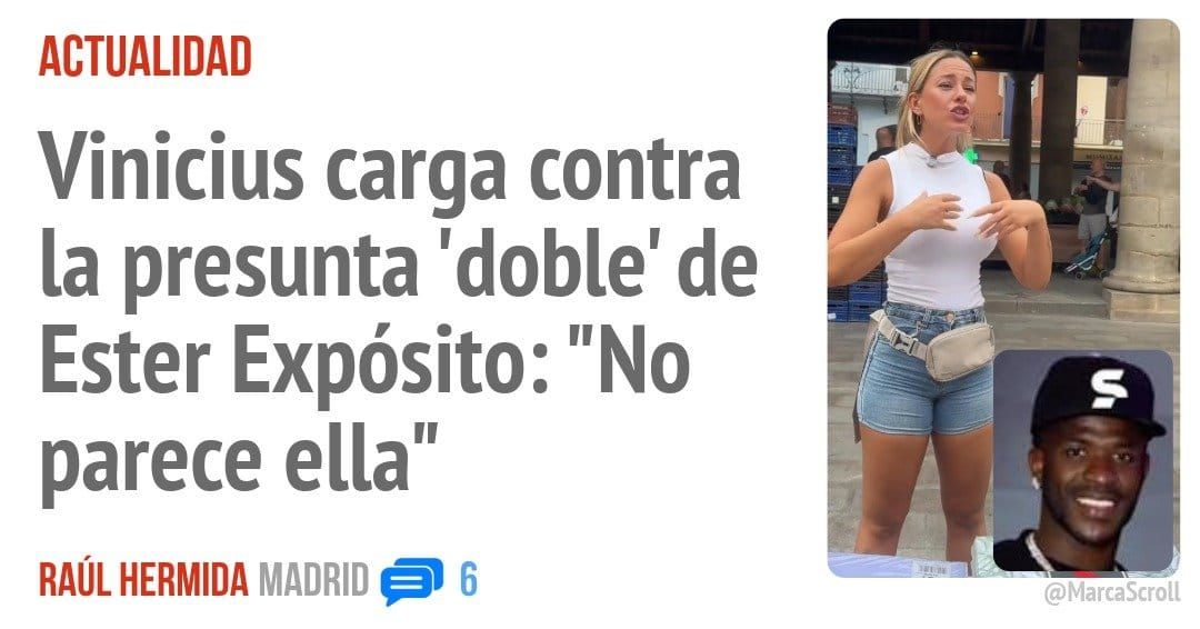 ACTUALIDAD. Vinicius carga contra la presunta 'doble' de Ester Expósito: "No parece ella"