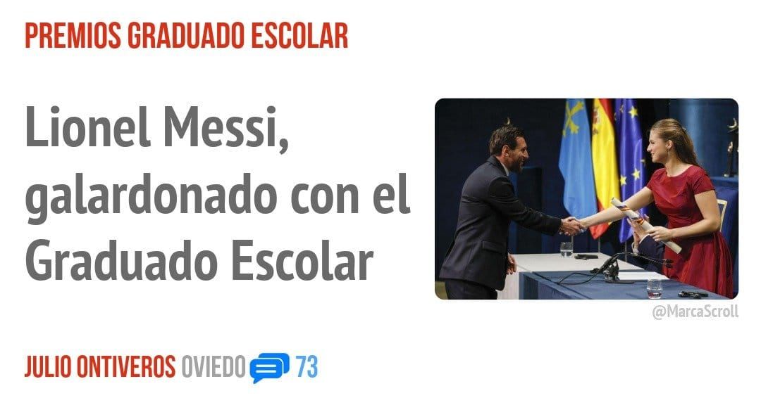 PREMIOS GRADUADO ESCOLAR. Lionel Messi, galardonado con el Graduado Escolar