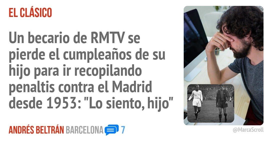 EL CLÁSICO. Un becario de se pierde el cumpleaños de su hijo para ir recopilando penaltis contra el Madrid desde 1953: "Lo siento, hijo"