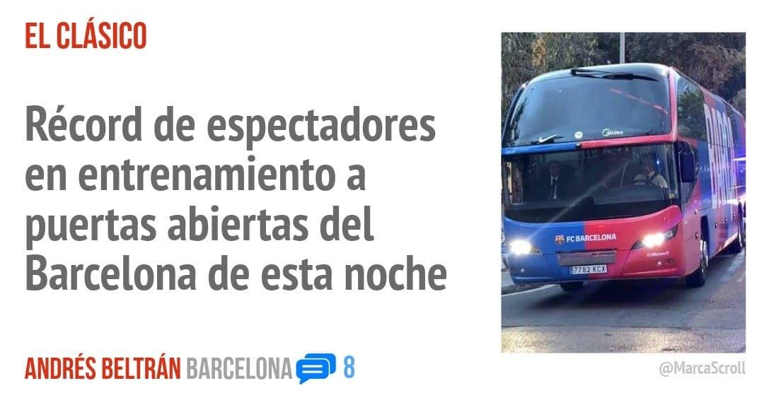 EL CLÁSICO. Récord de espectadores en entrenamiento a puertas abiertas del Barcelona de esta noche