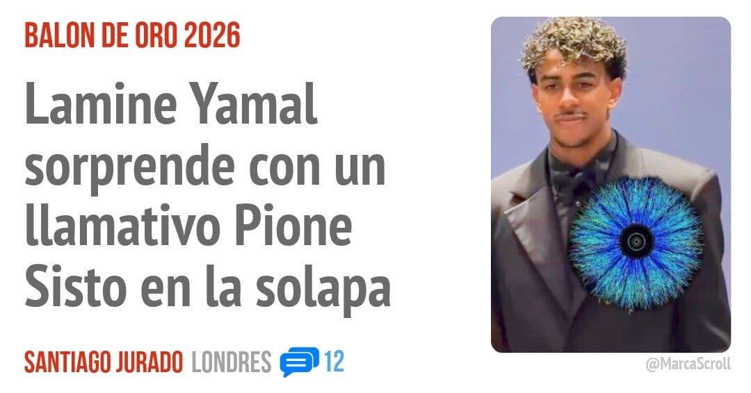 BALON DE ORO 2026. Lamine Yamal sorprende con un llamativo Pione Sisto en la solapa