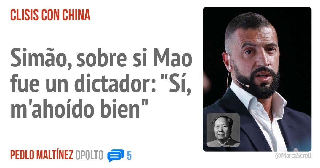 CLISIS CON CHINA. Simão, sobre si Mao fue un dictador: "Sí, m'ahoído bien"