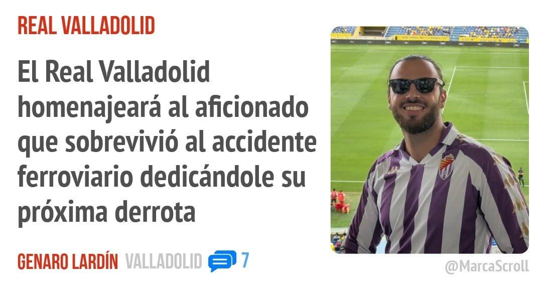 REAL VALLADOLID. El Real Valladolid homenajeará al aficionado que sobrevivió al accidente ferroviario dedicándole su próxima derrota