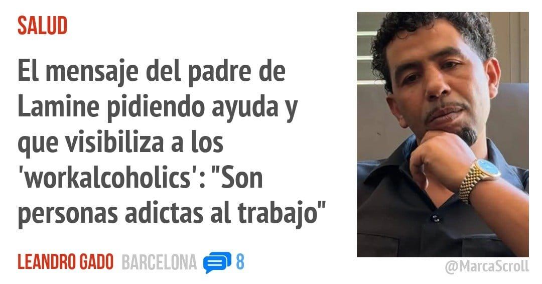 SALUD. El mensaje del padre de Lamine pidiendo ayuda y que visibiliza a los 'workalcoholics': "Son personas adictas al trabajo"