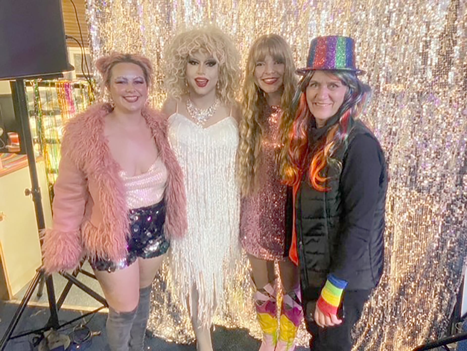 Wycheproof Community Resource Centre staff: Naomi Fay, Drag Queen Cliterally, Marney Durie, Bernie McNicol.
