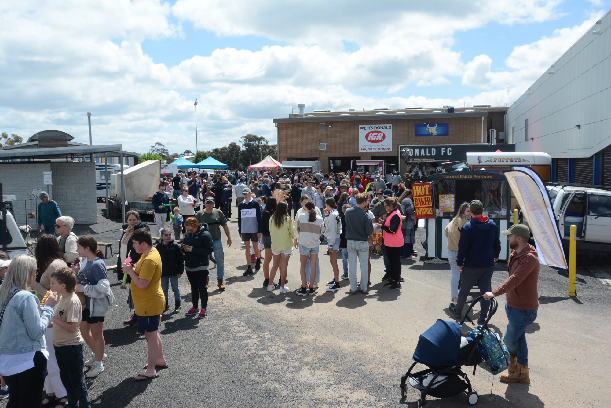 Show day patrons gathered in their hundreds at Donald on Saturday, enjoying better weather conditions to check out the many displays, stalls and Show Day activities, including the Lions Club spinning wheel.