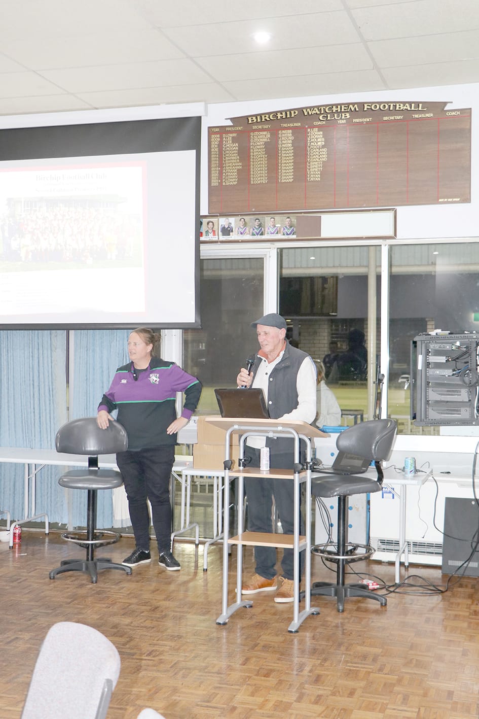 1994 President Robert (Hen) Warne with current secretary Steph Coffey.