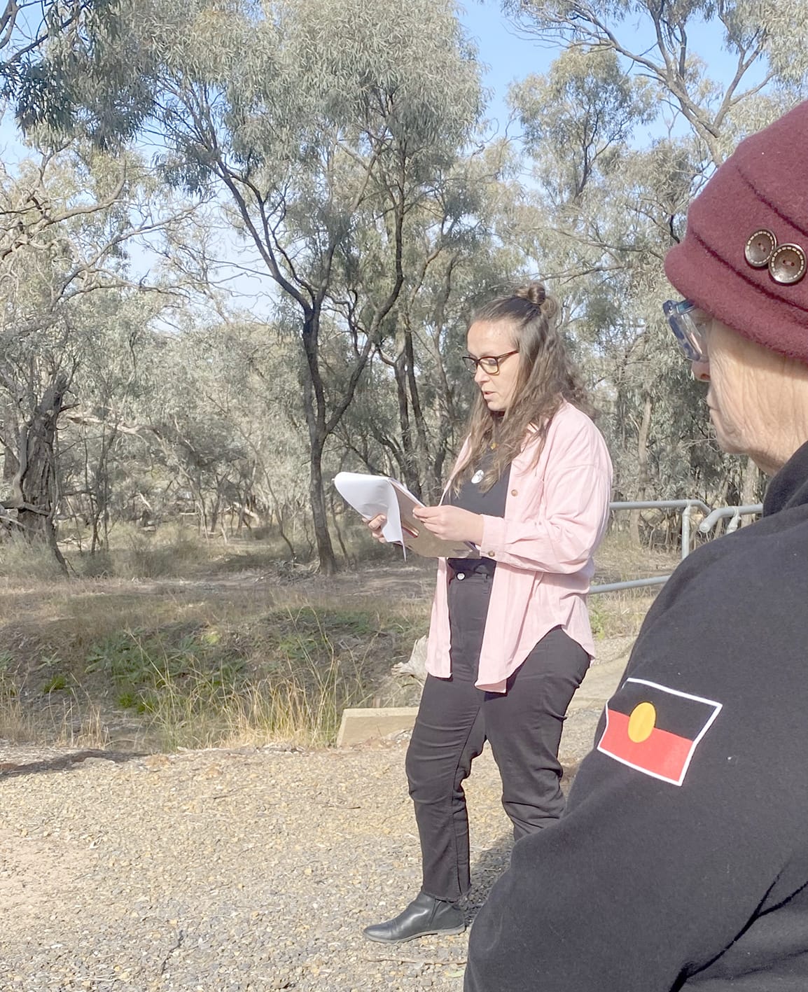 Artist Kristie Witt sharing stories.