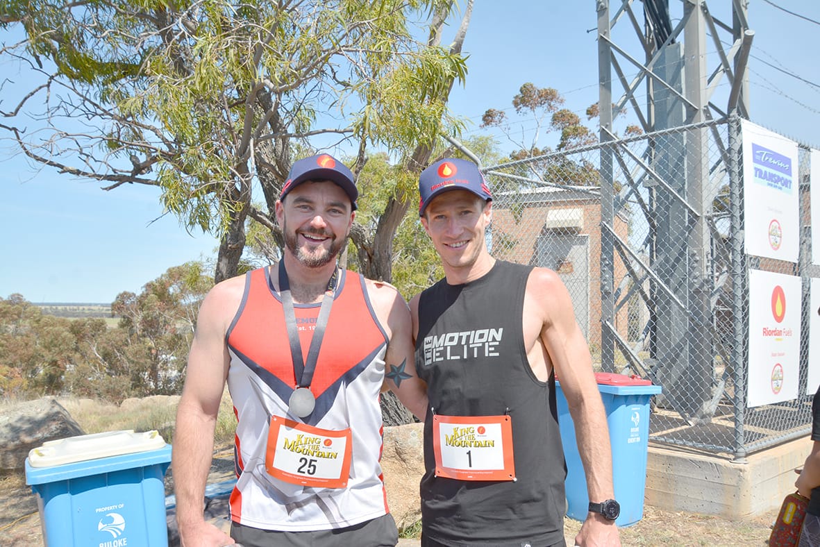 In a repeat of last year’s results, King of the Mountain Stawell’s Tom Rodgers (right) and runner-up Berriwillock’s Matt Hall (left).