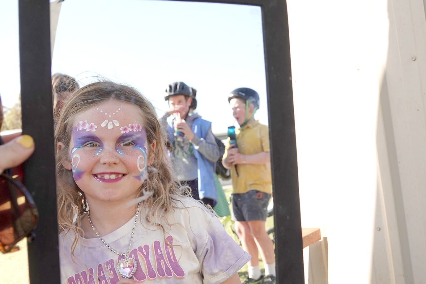 Sylvia Foott with her face painted. –Photo Jodie Drake.