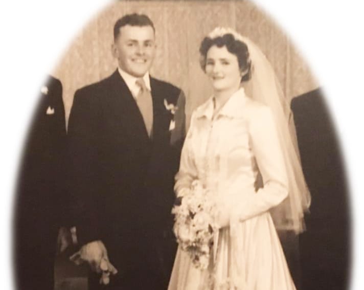 Hugh and Nancy Trewin, on their wedding day. 