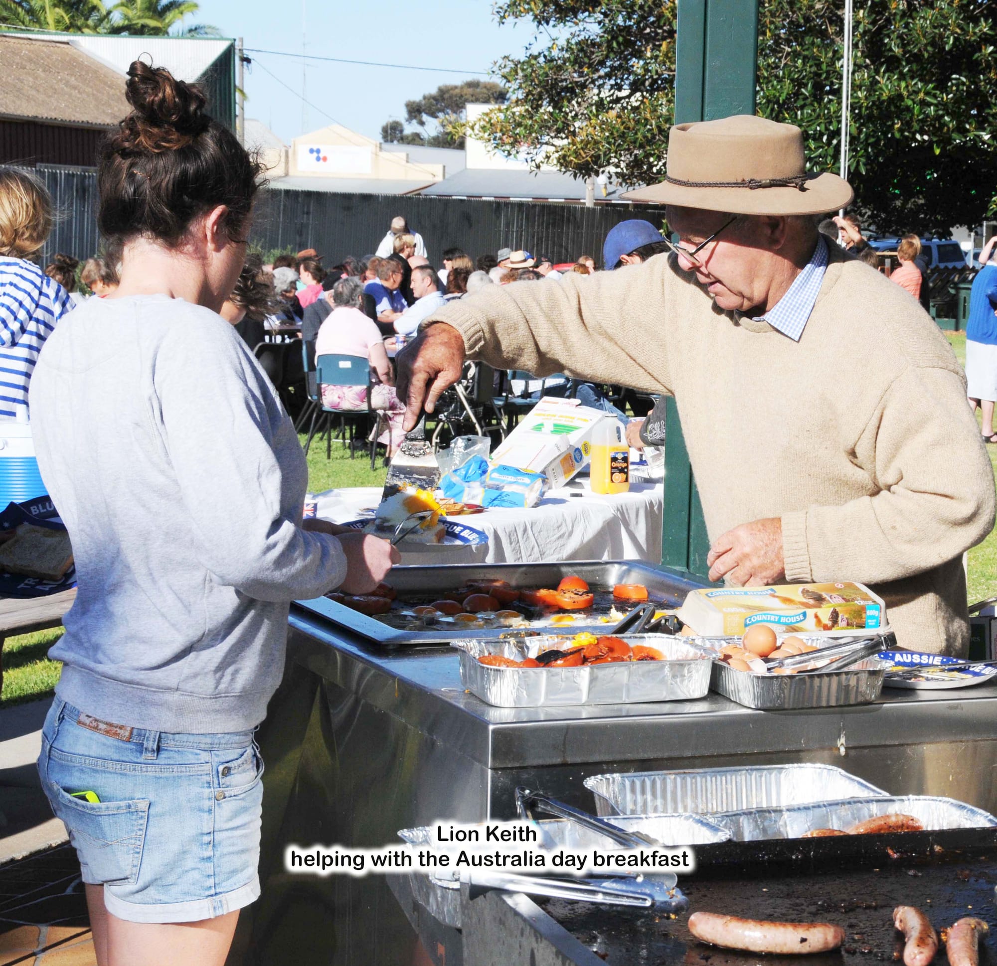 Lion Keith helping out with the Australia Day breakfast.
