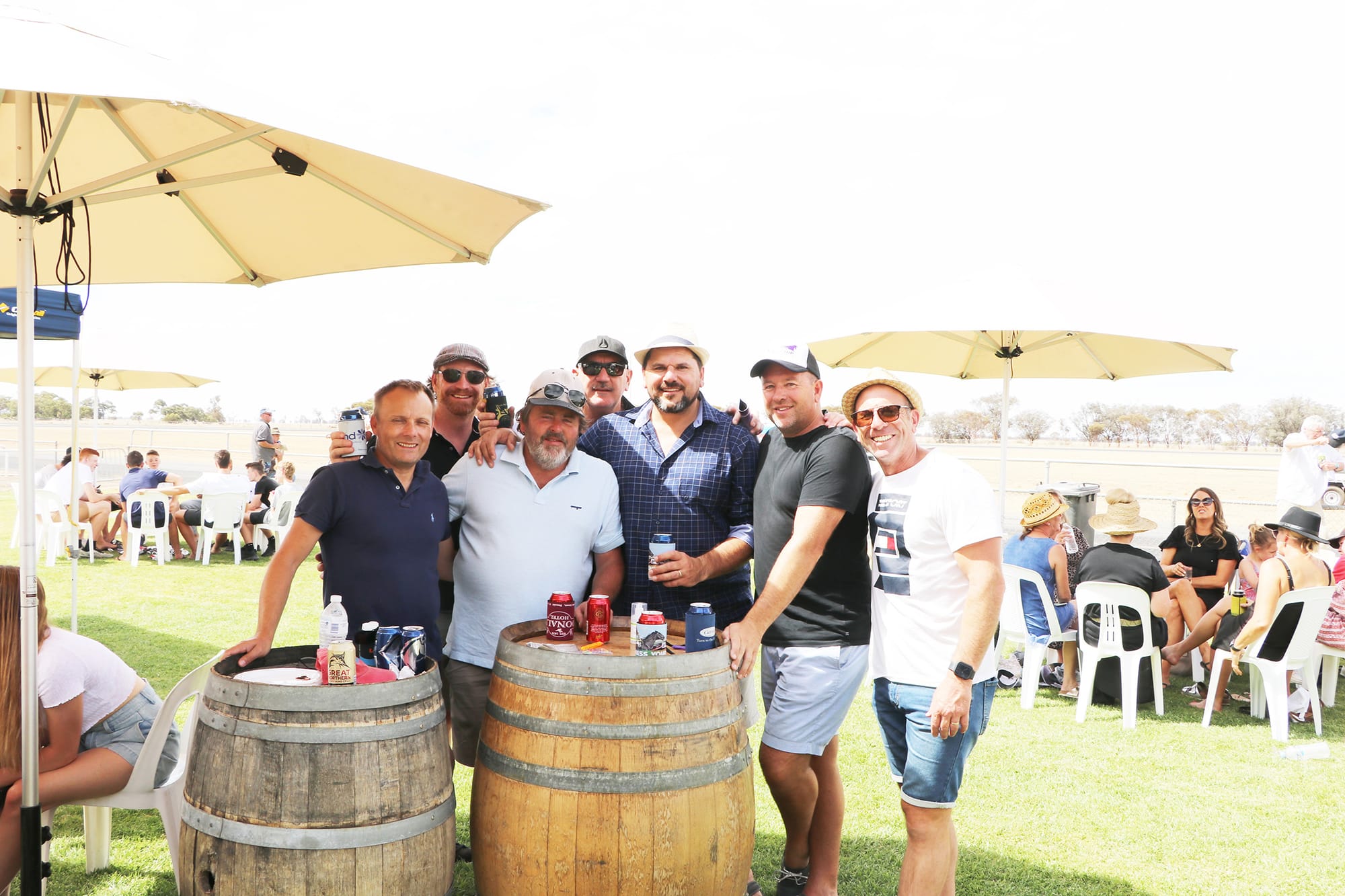 Melbourne visitors, left to right, Angelo Gentle, Andrew Rutley, Charlie Pardo, Nick Murphy, Rohan Boyle, Anthony Cullen, Simon Browning,
