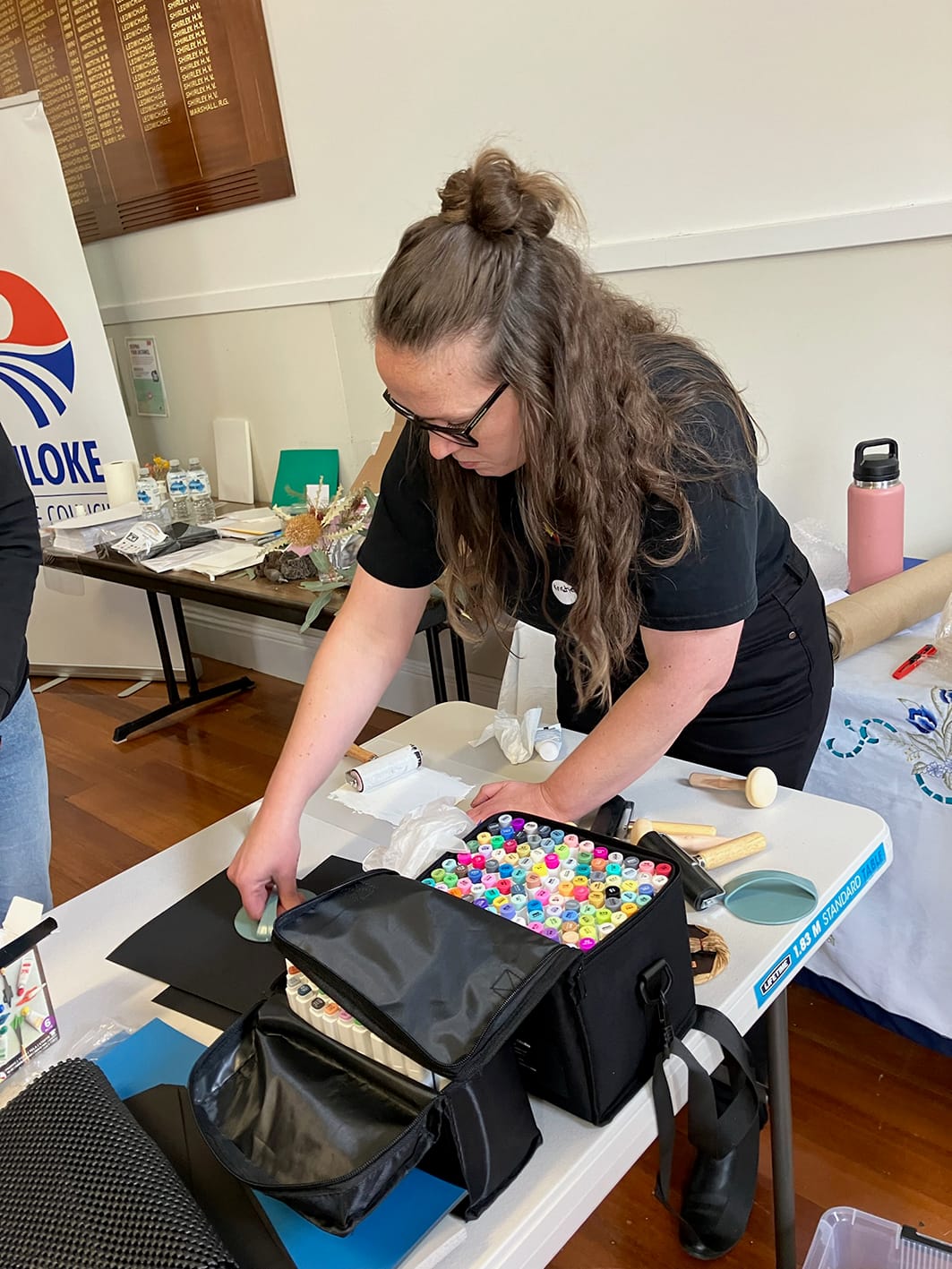 Kristie Witt demonstrating ink printing.