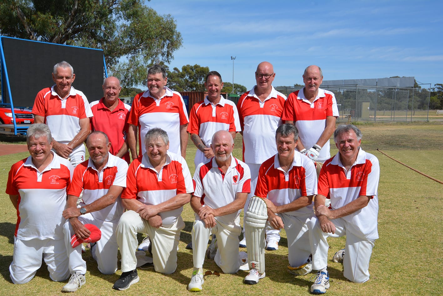 Vic Country Veterans. Back row, left to right: Jim Geltch, Peter Scullie, Ned Raven, Greg Bailey, Peter Lawford, Trevor Sing. Front, left to right: John Thomas, David Wilson, Russell Bott, Tim Spear, Shane Noonan, David Letts. Absent from photo, Barry Hopper.