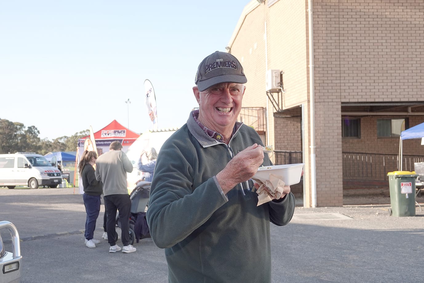 Shane O’Shea attacks a spud at the show. –Photo Jodie Drake.