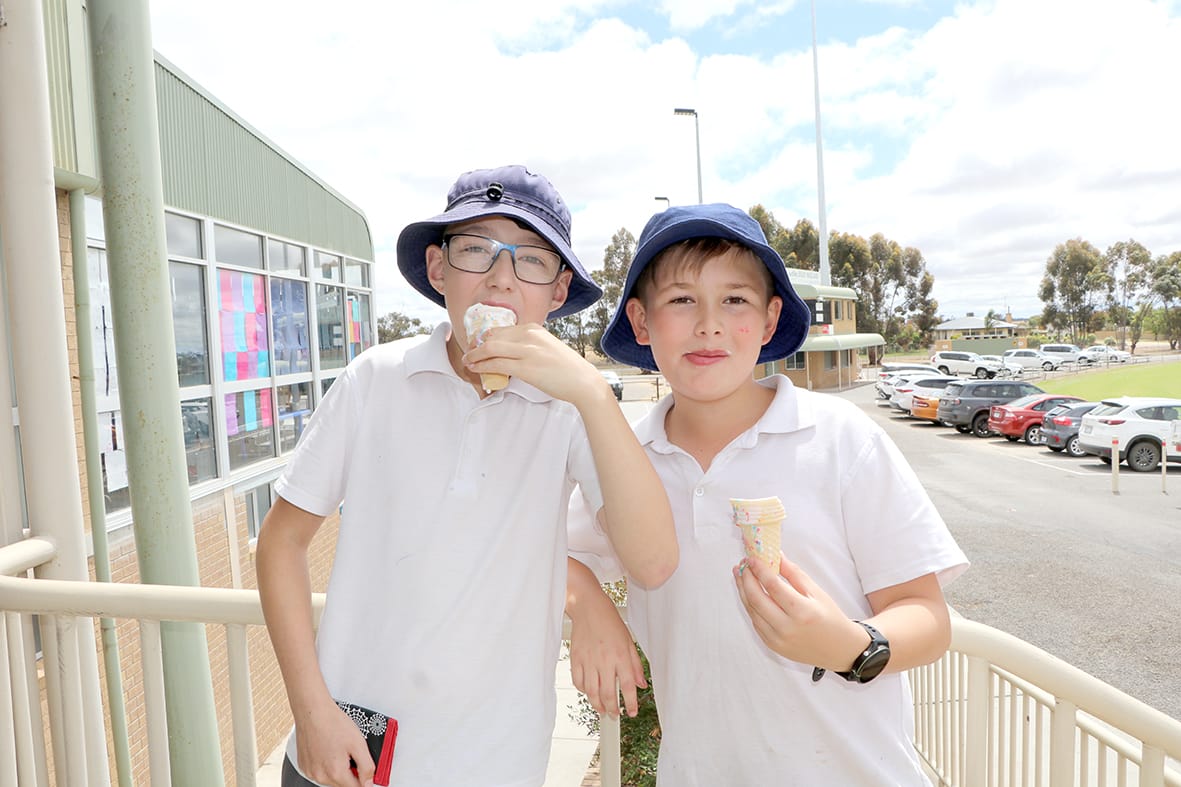 Jakoby Saggers and Logan Cullen and their ice-creams.