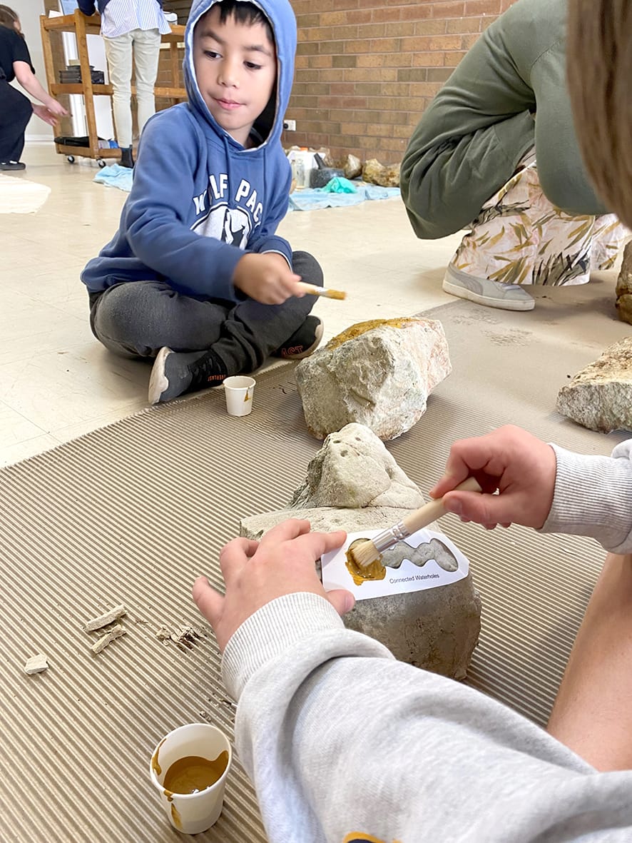 Tamihana Kahukura-McGinnis working on his rock project.